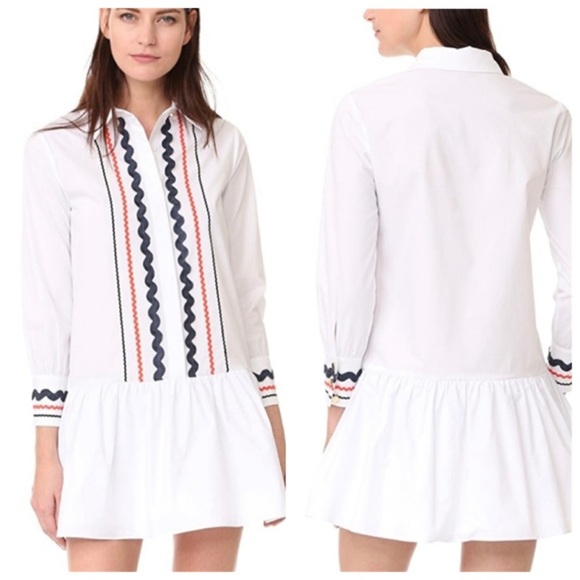 English Factory Collared Drop Waist Dress‎ Ric Rac Sailor Nautical Preppy NWT XS - Picture 1 of 12